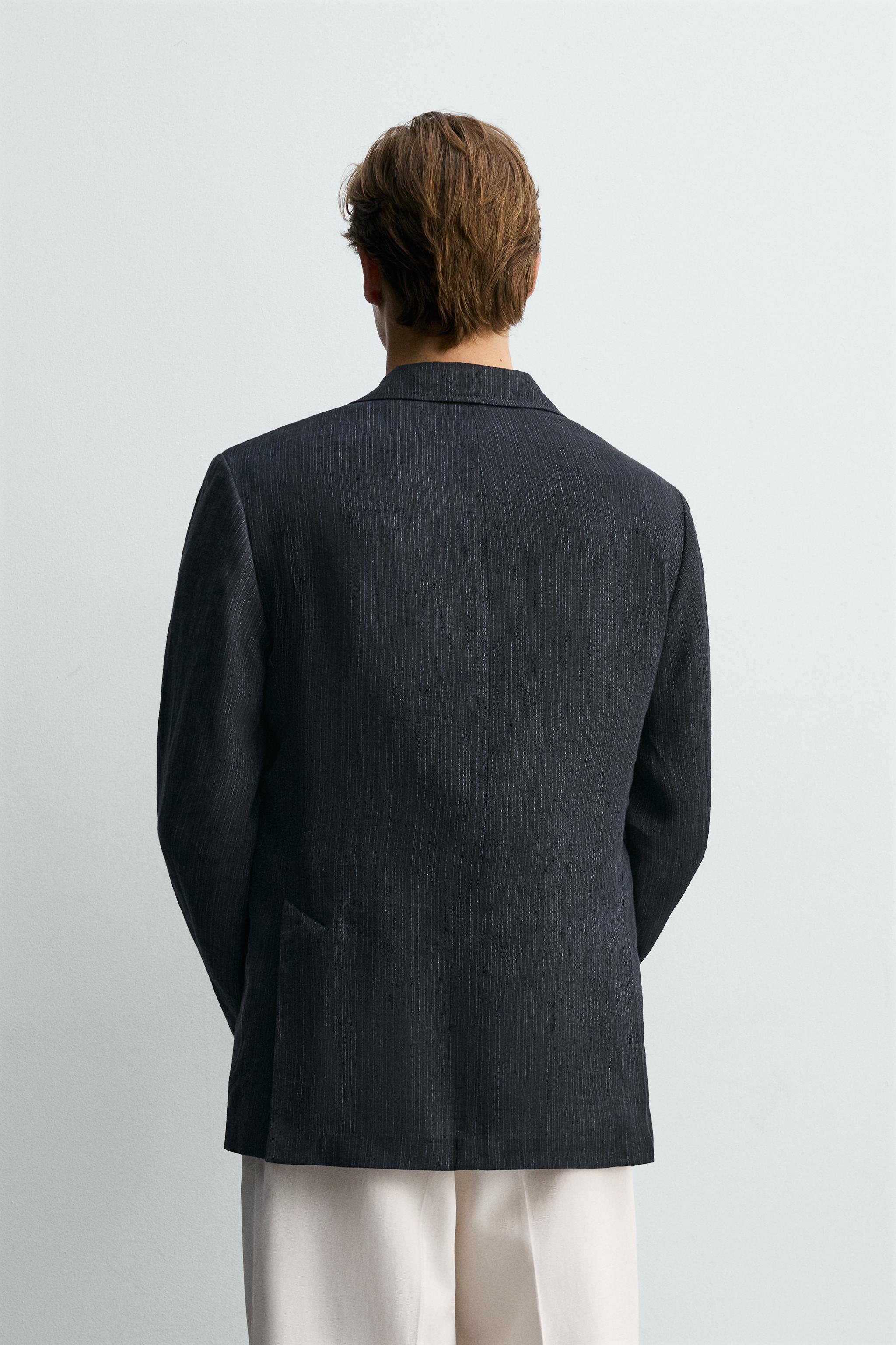 100% LINEN STRIPED BLAZER